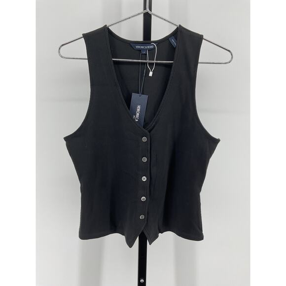 NWT Veronica Beard Black V-Neck Vest Top - Picture 2 of 6